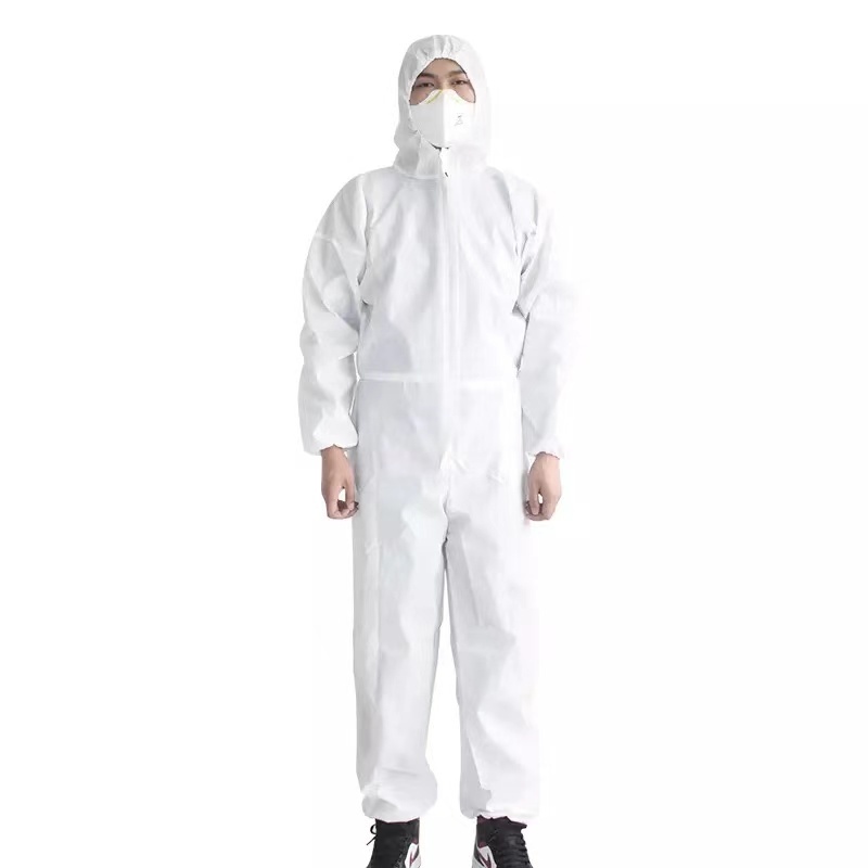 Disposable Coverall Suit Coveralls Full Body Protective Suits Isolation Suit with Hooded & Elastic Cuff