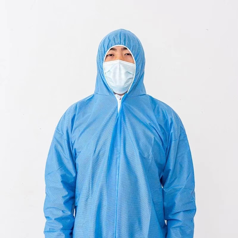 Disposable Coverall Suit Coveralls Full Body Protective Suits Isolation Suit with Hooded & Elastic Cuff