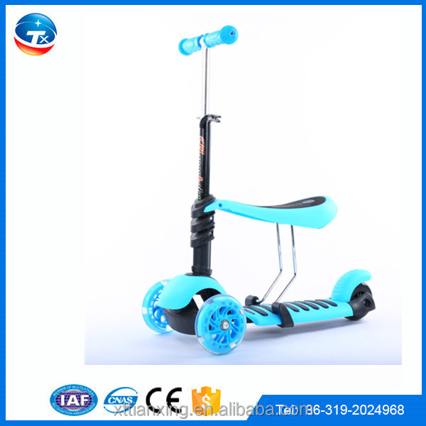 Hot sale EN71 approved nylon deck kids 3 wheel scooter,good quality kids seated scooter,wholesale funny kids wiggle scooter