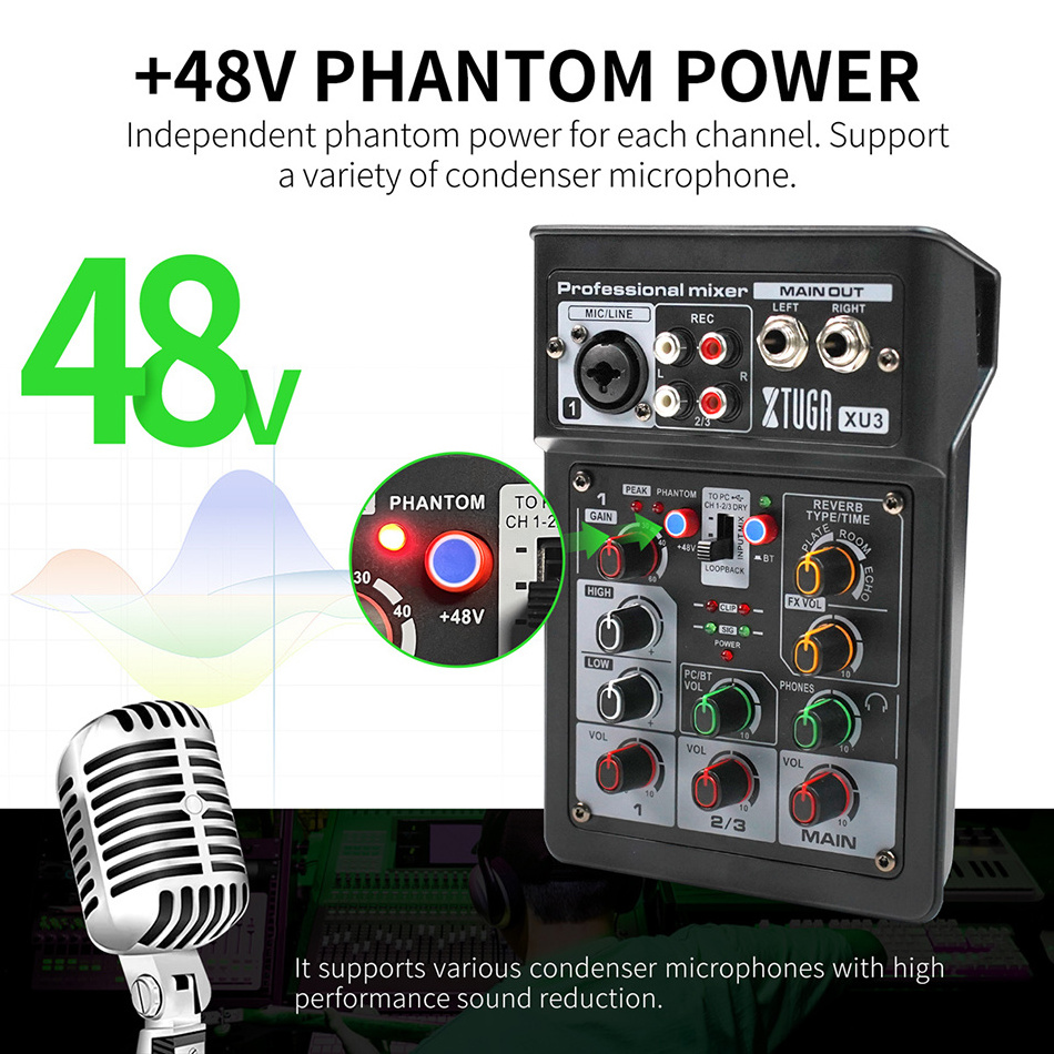 Mini hand Pocket Professional Phone live broadcast home music production 4 channels mini karaoke audio mixer