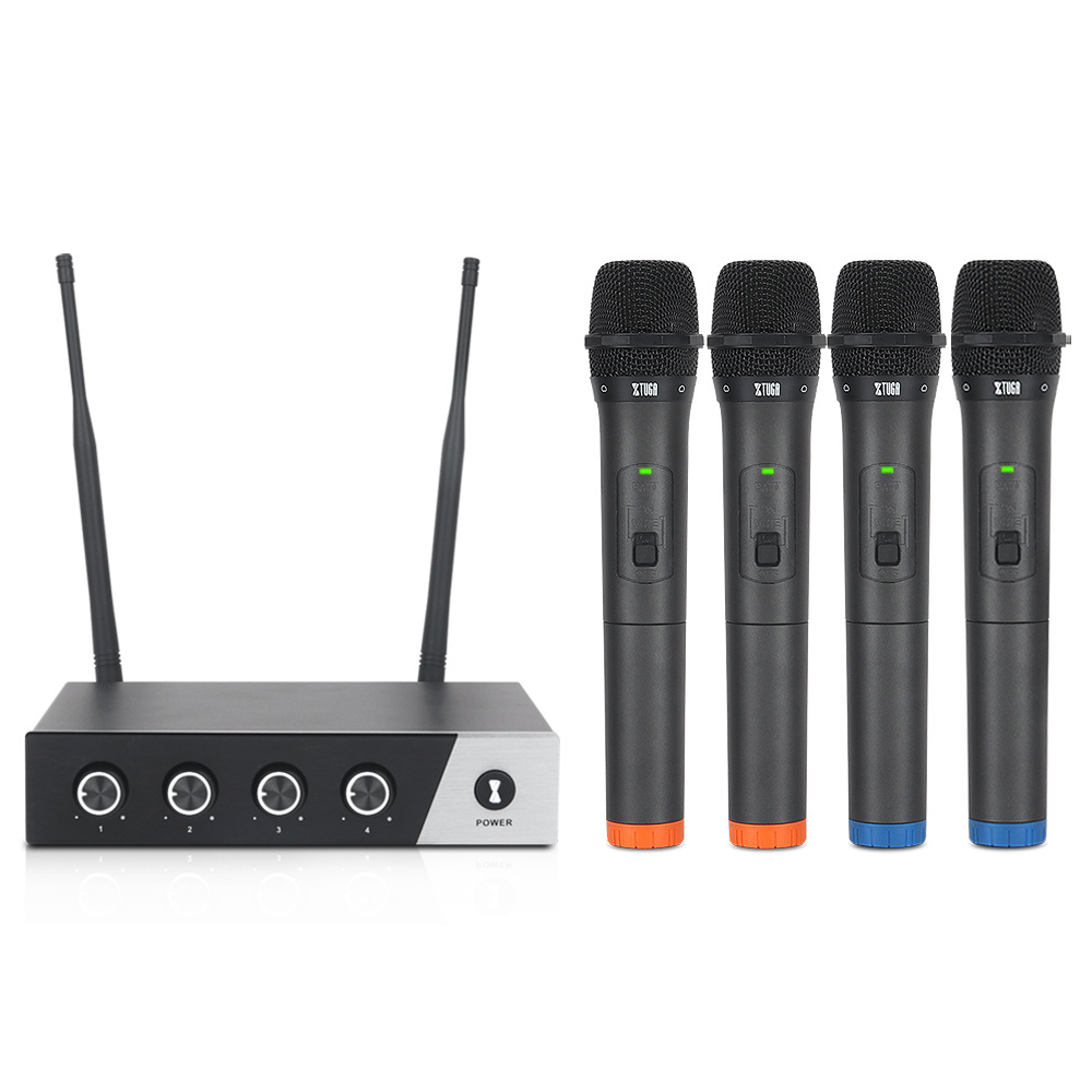 High-quality wireless mic system four handheld 4 channel UHF  microphone sets