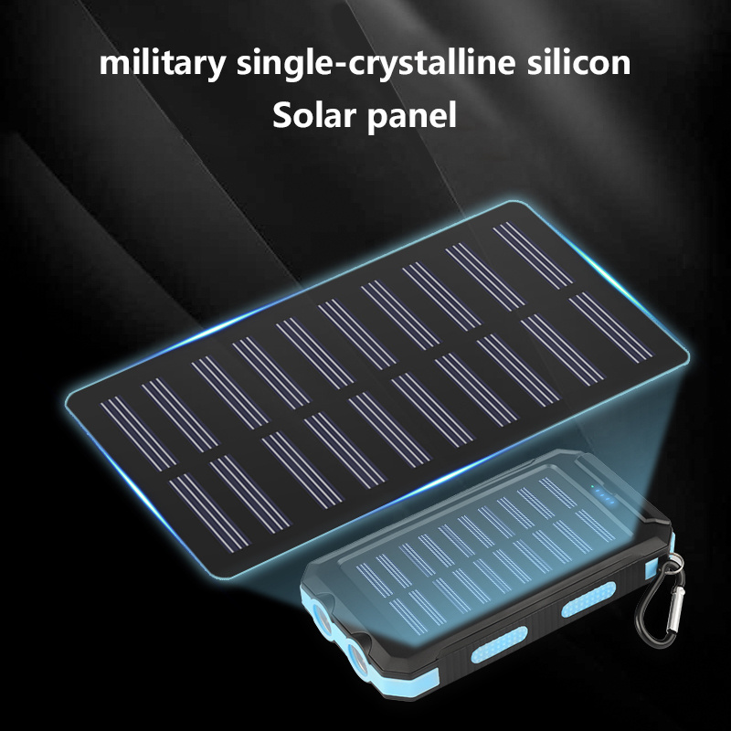 Solar Power Bank Dual Usb Power Bank 8000mAh Waterproof Battery Charger Portable Power Banks Solar Panel With Led Light