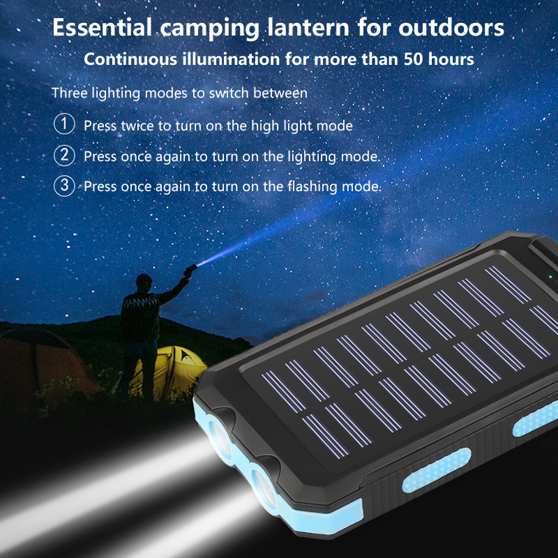 Solar Power Bank Dual Usb Power Bank 8000mAh Waterproof Battery Charger Portable Power Banks Solar Panel With Led Light