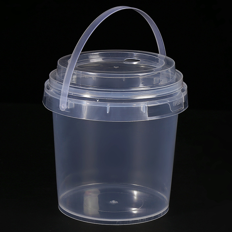 Plastic bucket IML color customized pp plastic bucket for ice cream container 1L with handle plastic pail for food packing