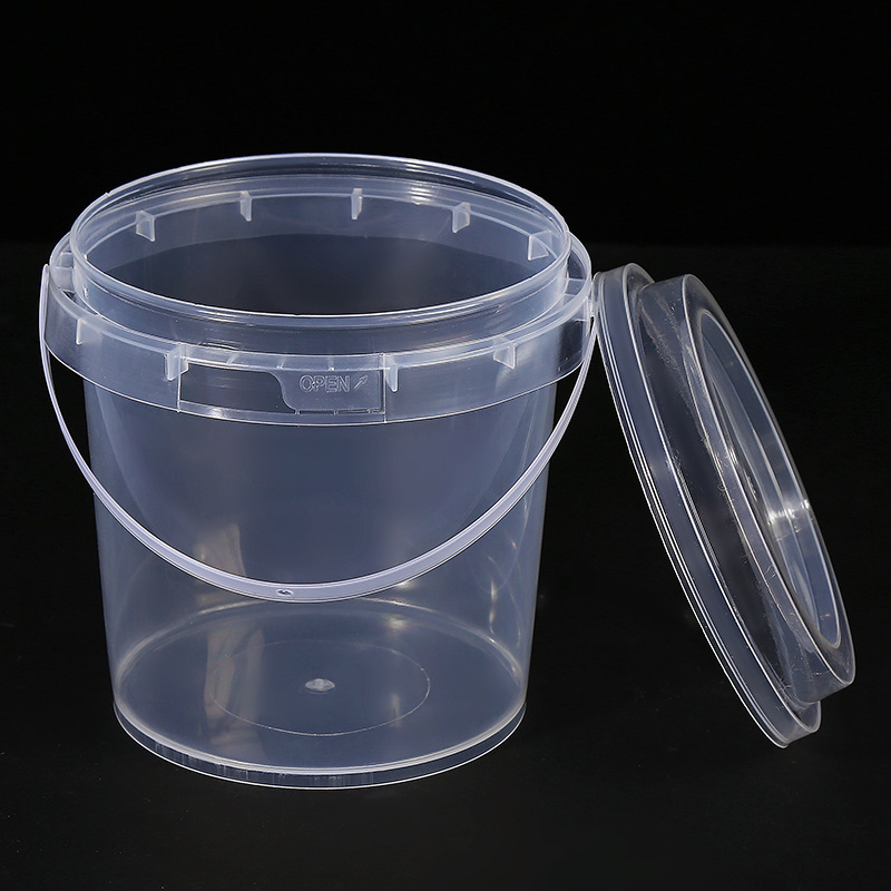 Wholesale Direct Sales Food Grade Transparent Round Plastic Candy Floss Pails With Lids And Handles