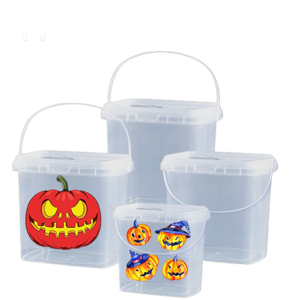 Wholesale Direct Sales Food Grade Transparent Round Plastic Candy Floss Pails With Lids And Handles