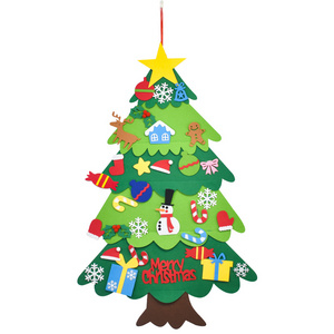 Wall Hanging DIY Home Decoration 3D Felt Craft Kids Christmas Tree Set for Children Kids merry christmas