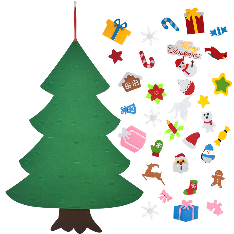 Wall Hanging DIY Home Decoration 3D Felt Craft Kids Christmas Tree Set for Children Kids merry christmas