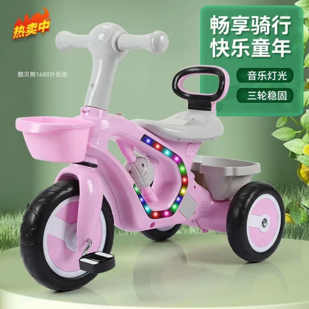 New 3 Wheel Baby Tricycle Children Bicycle Child'S Tricycle With Light