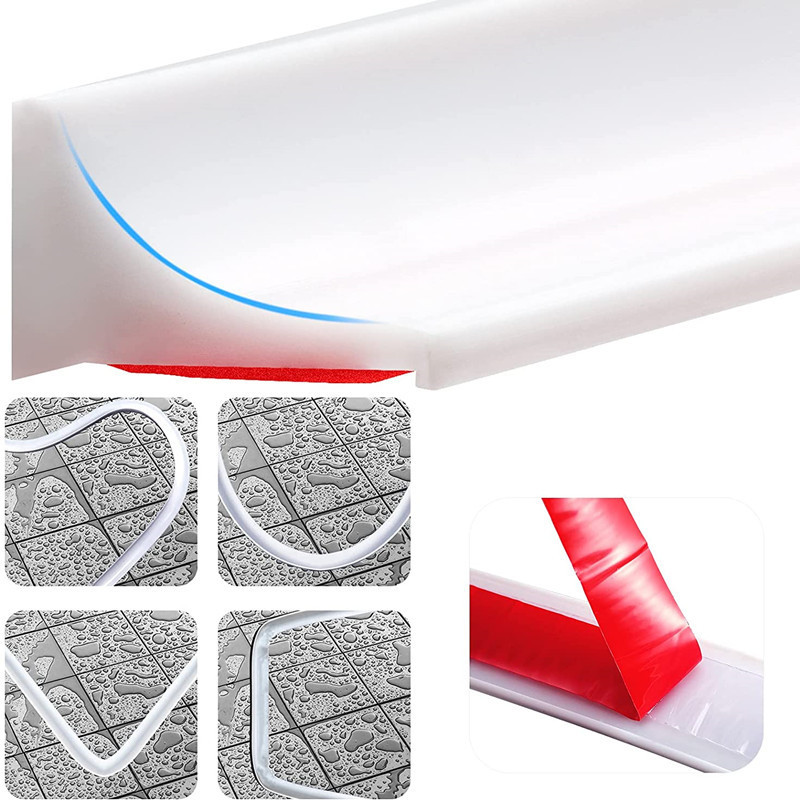 Bathroom Water Stopper Flood Shower Barrier Dry And Wet Separation Self-Adhesive Collapsible Shower Threshold