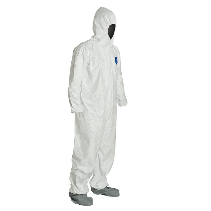 coverall chemical hazmat suit for asbestos industry coveralls making machine with shoe cover