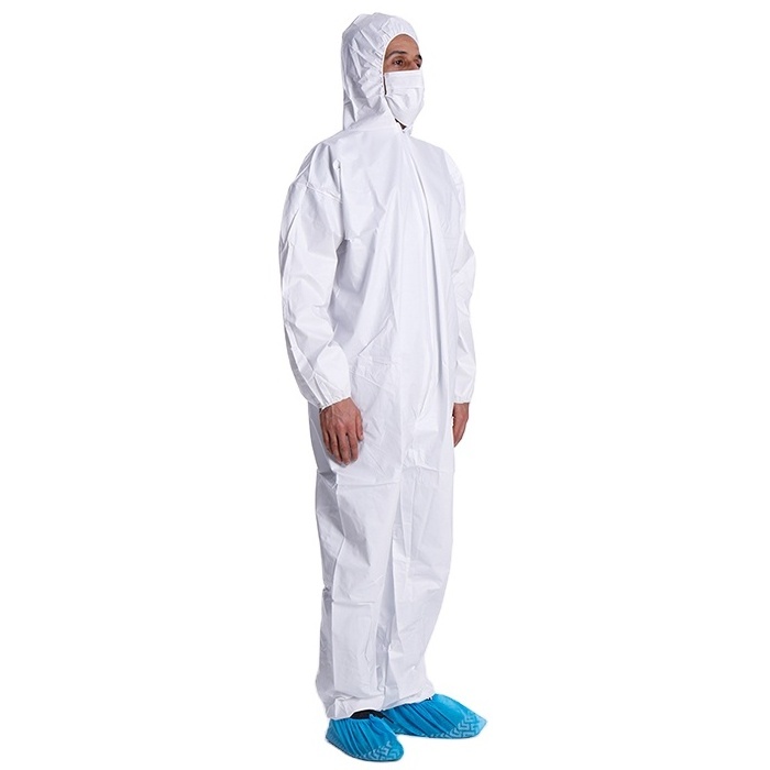 Polypropylene coverall with waterproof microporous dustproof purification fabric Isolated clothing hood suit overalls for men