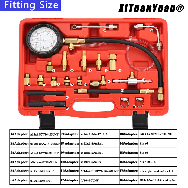 TU-114 Fuel Injector Injection Pump Pressure Tester Gauge Kit Car Tools for Cars and Trucks Other Vehicle Tools