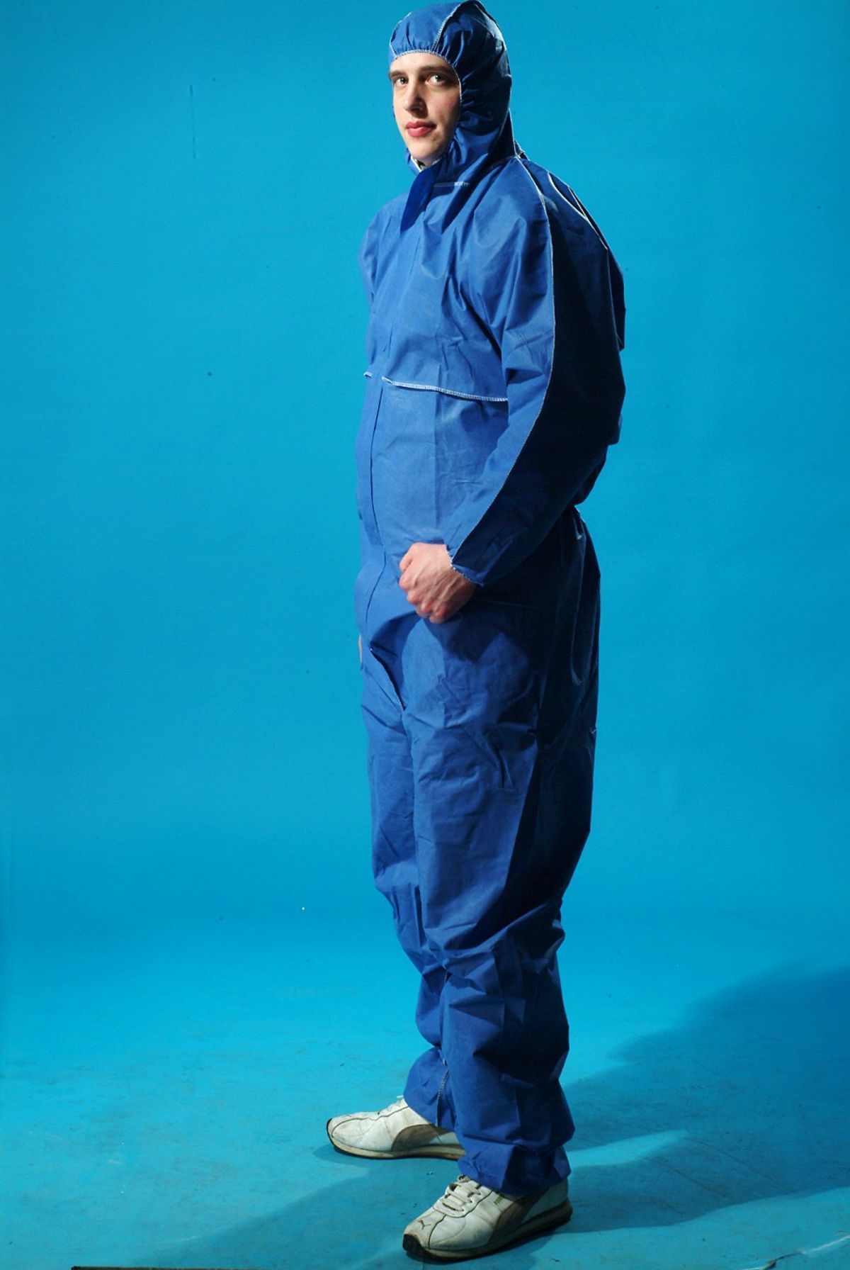 Disposable Blue SMS Non Woven Flame Resistant Coverall Suit