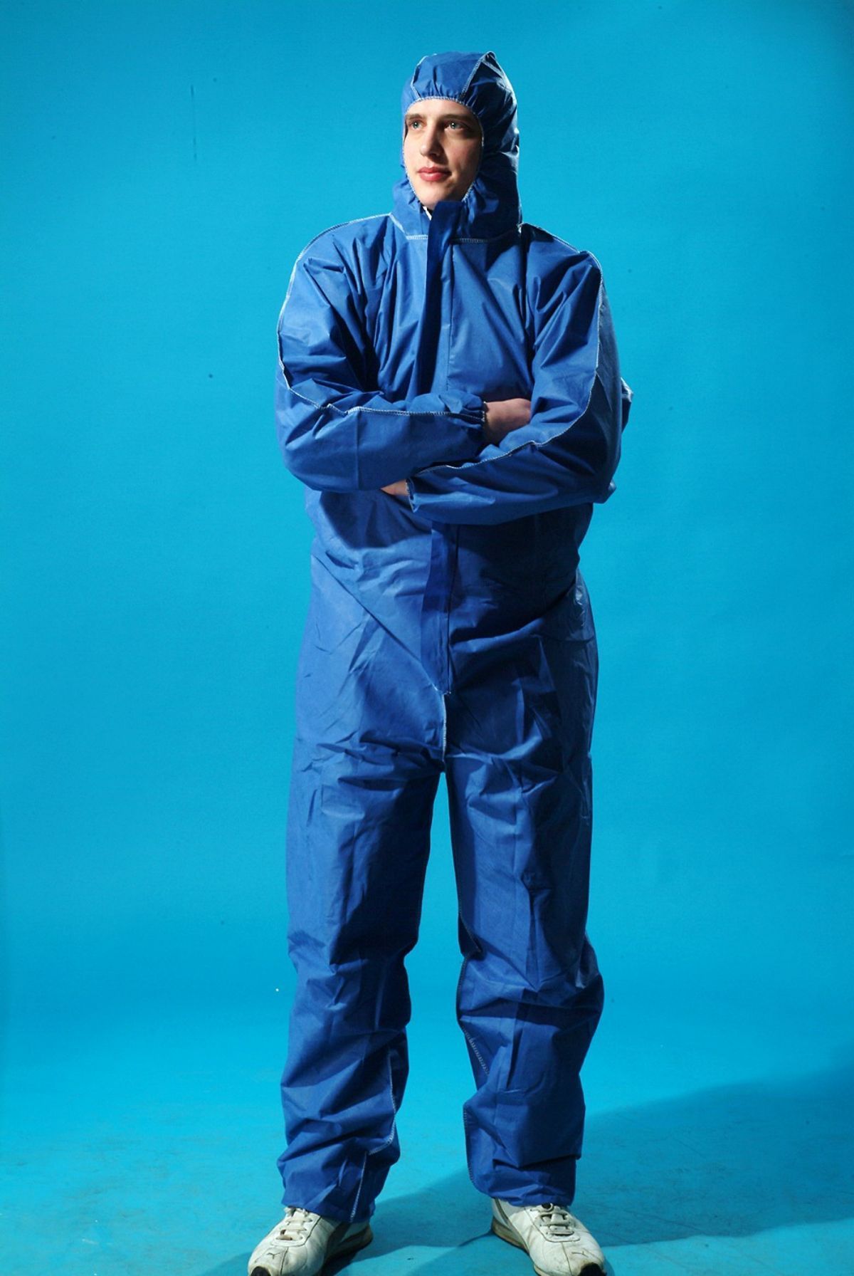 Disposable Blue SMS Non Woven Flame Resistant Coverall Suit