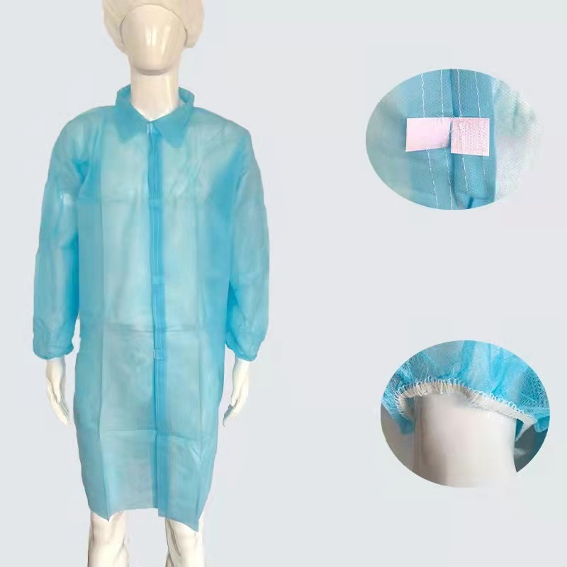 OEM Disposable 30gsm PP Nonwoven Clothes Logo Printing Lab Coat Isolation Gown