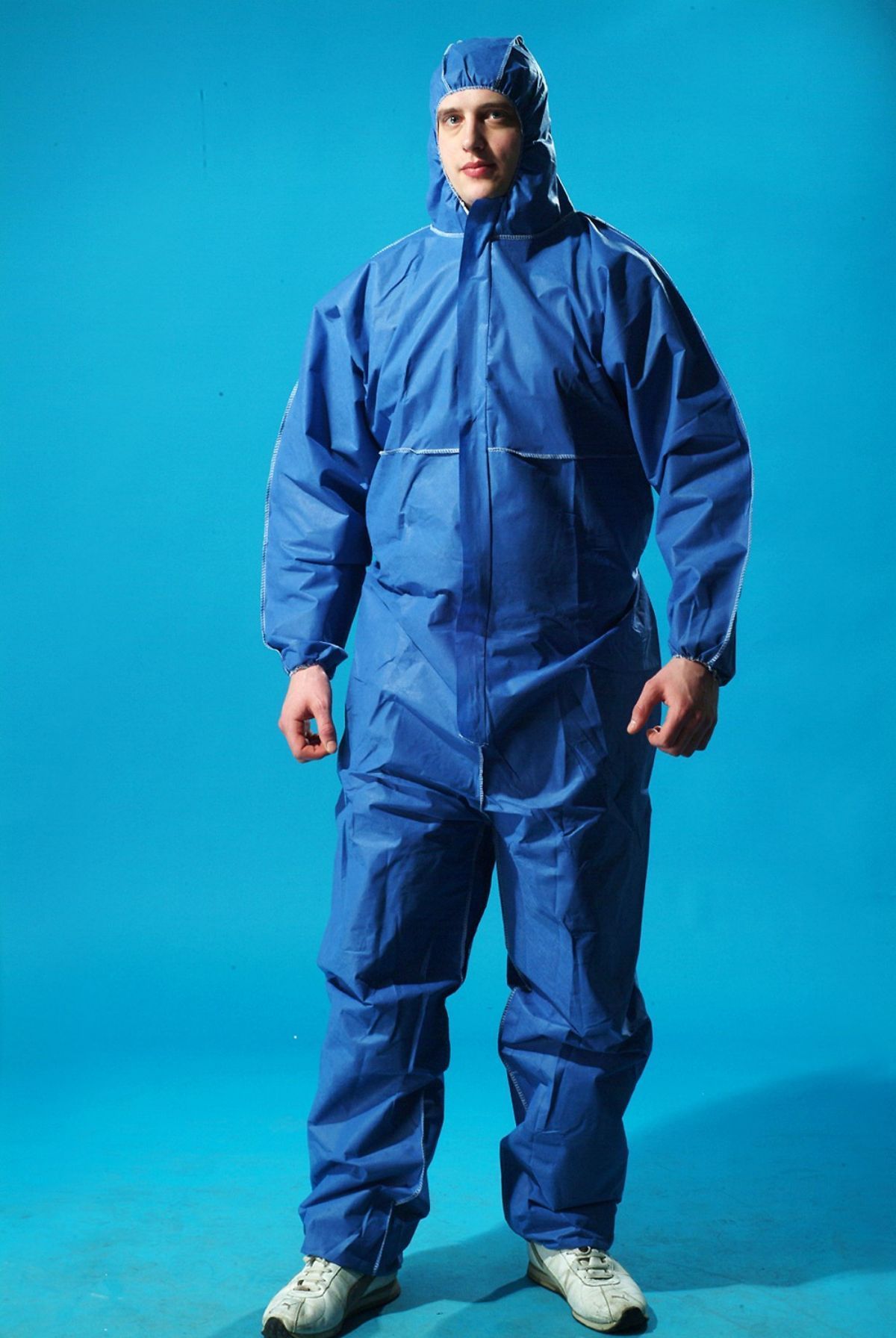 Disposable Blue SMS Non Woven Flame Resistant Coverall Suit