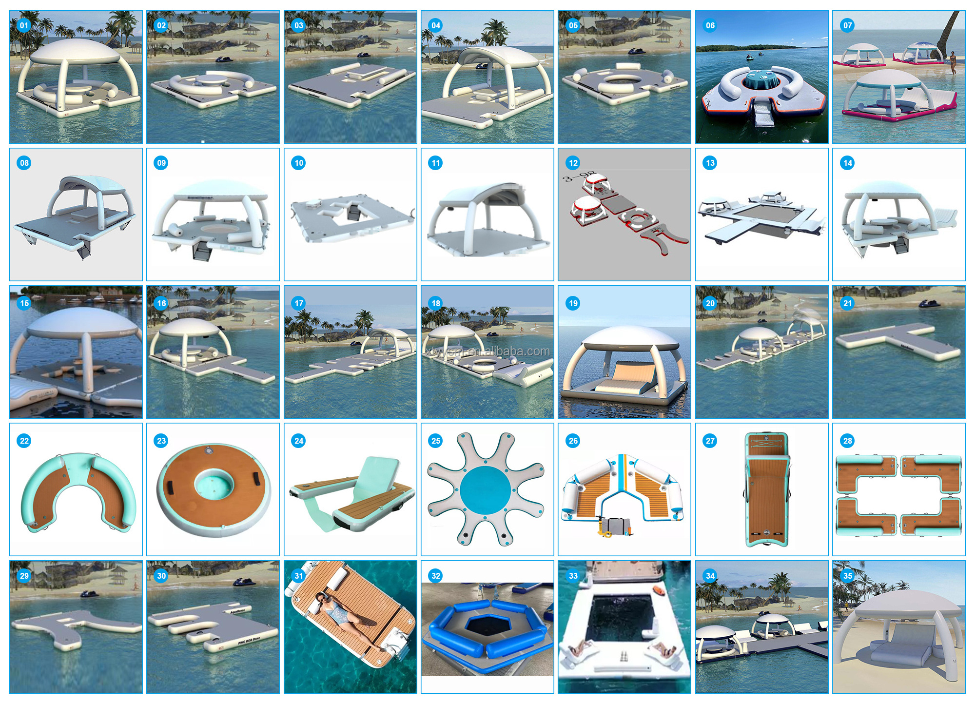 Pvc Inflatable Water drop stitch Floating Air Dock Platform Island Floats