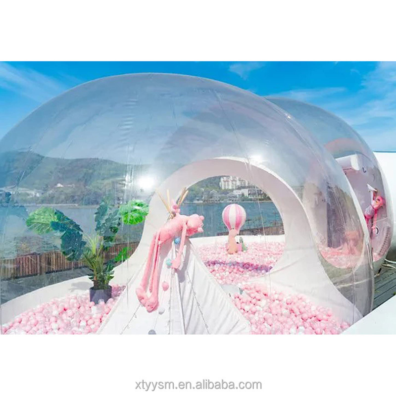 3m 4m Clear LED Balloon Outdoor Air Log Cabin House Camping Transparent Igloo Dome Clear Bubble Inflatable Tent