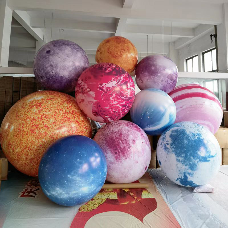 Hot Decoration Inflatable Solar System Balloon, LED Lighting Inflatable Planet Balloons Earth Moon Jupiter For Party Decoration