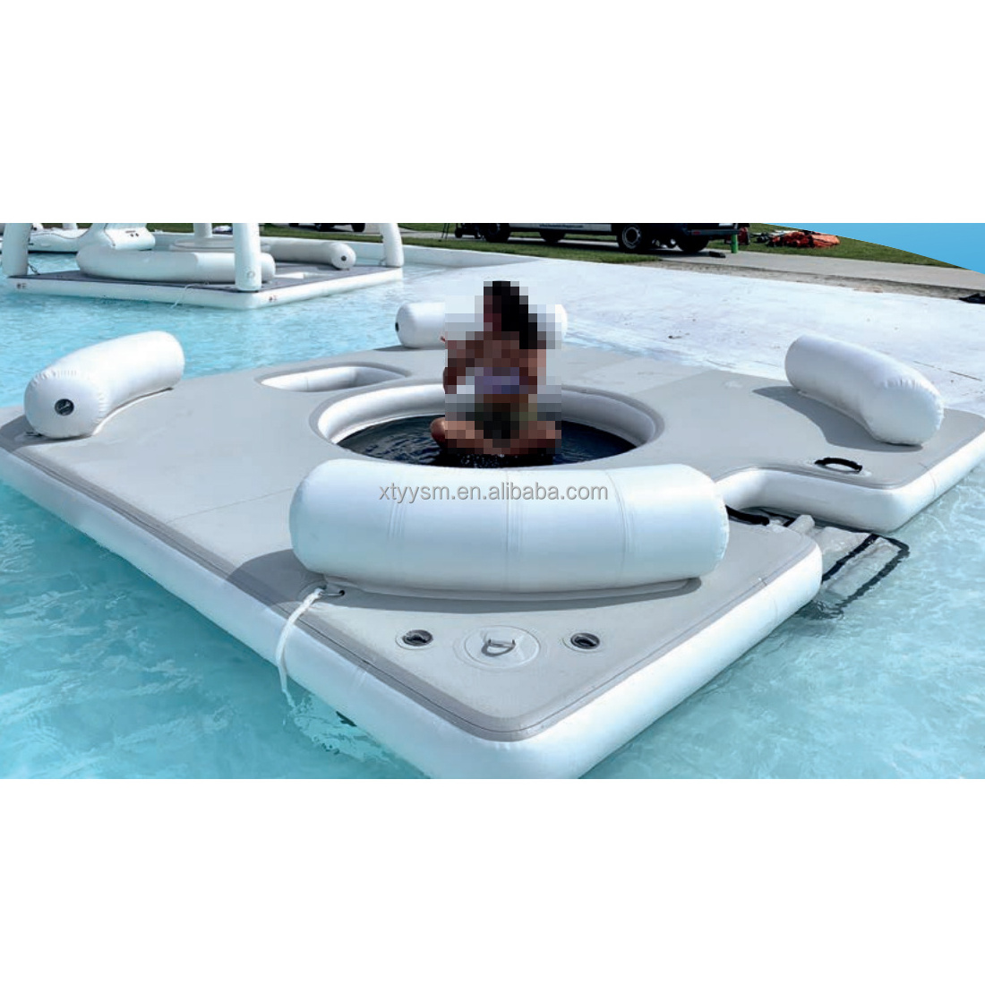 Durable PVC inflatable water floating island water floating bar/inflatable sofa/inflatable water chair