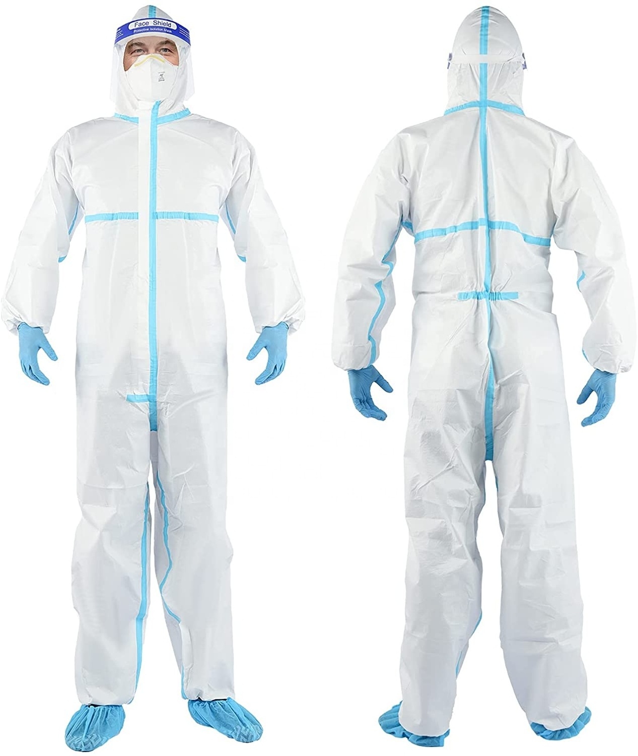 High Quality medical protection coverall clothing / suit with shoe disposable protection  PPE coverall