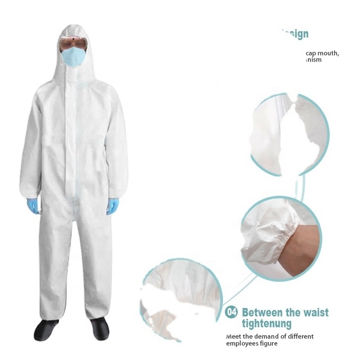 High Quality medical protection coverall clothing / suit with shoe disposable protection  PPE coverall