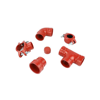 Fire Fighting Pipe Fittings Grooved Ductile Iron Pipe Fitting Couplings Elbow Mechanical Tee Fittings and Flanges