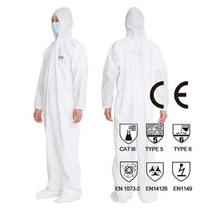 Type 5 and Type 6 Disposable Coveralls with Boots for Insecticidal and Experiment Work Overalls