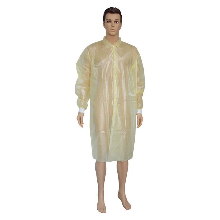 PP Disposable lab coat PE/CPE blue plastic isolation gowns PE visitor gown