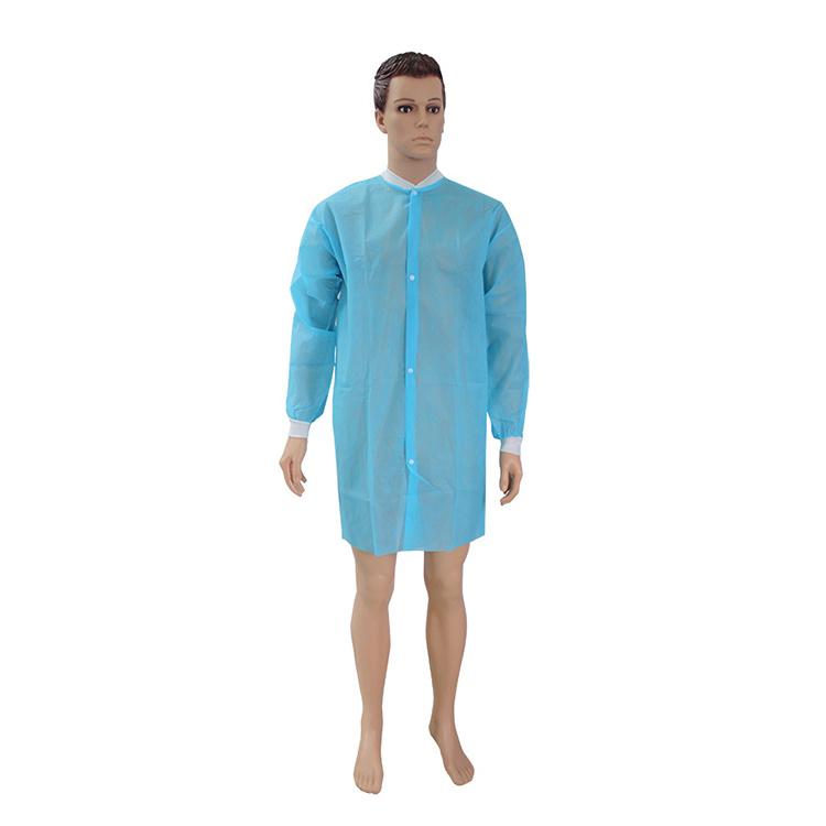 PP Disposable lab coat PE/CPE blue plastic isolation gowns PE visitor gown