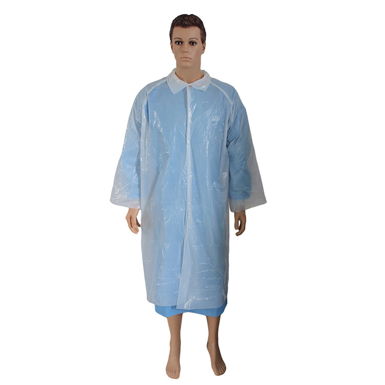 PP Disposable lab coat PE/CPE blue plastic isolation gowns PE visitor gown