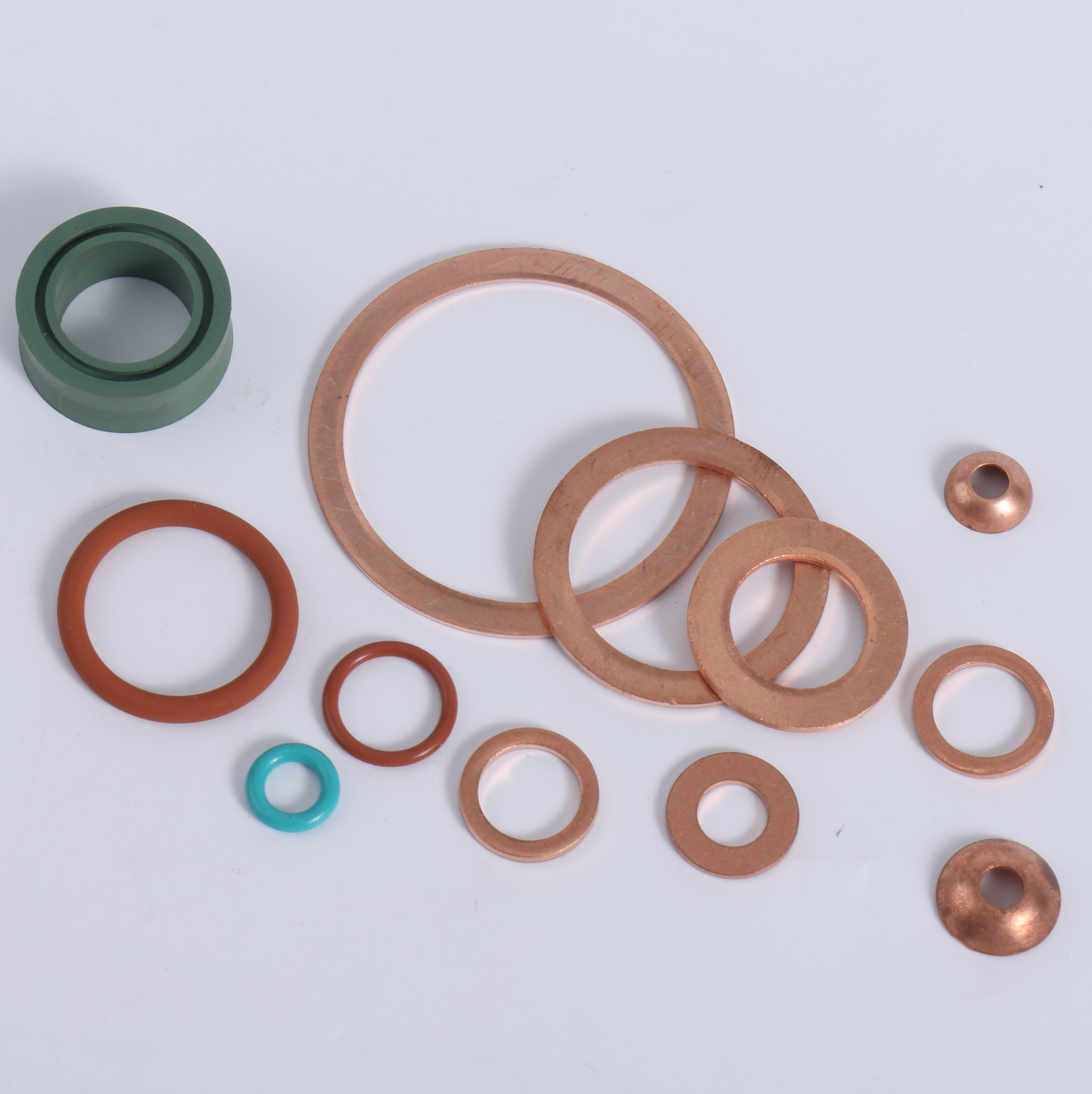 CFNAK Assorted Solid Copper Crush Washers Seal Flat Head Ring Washers Set