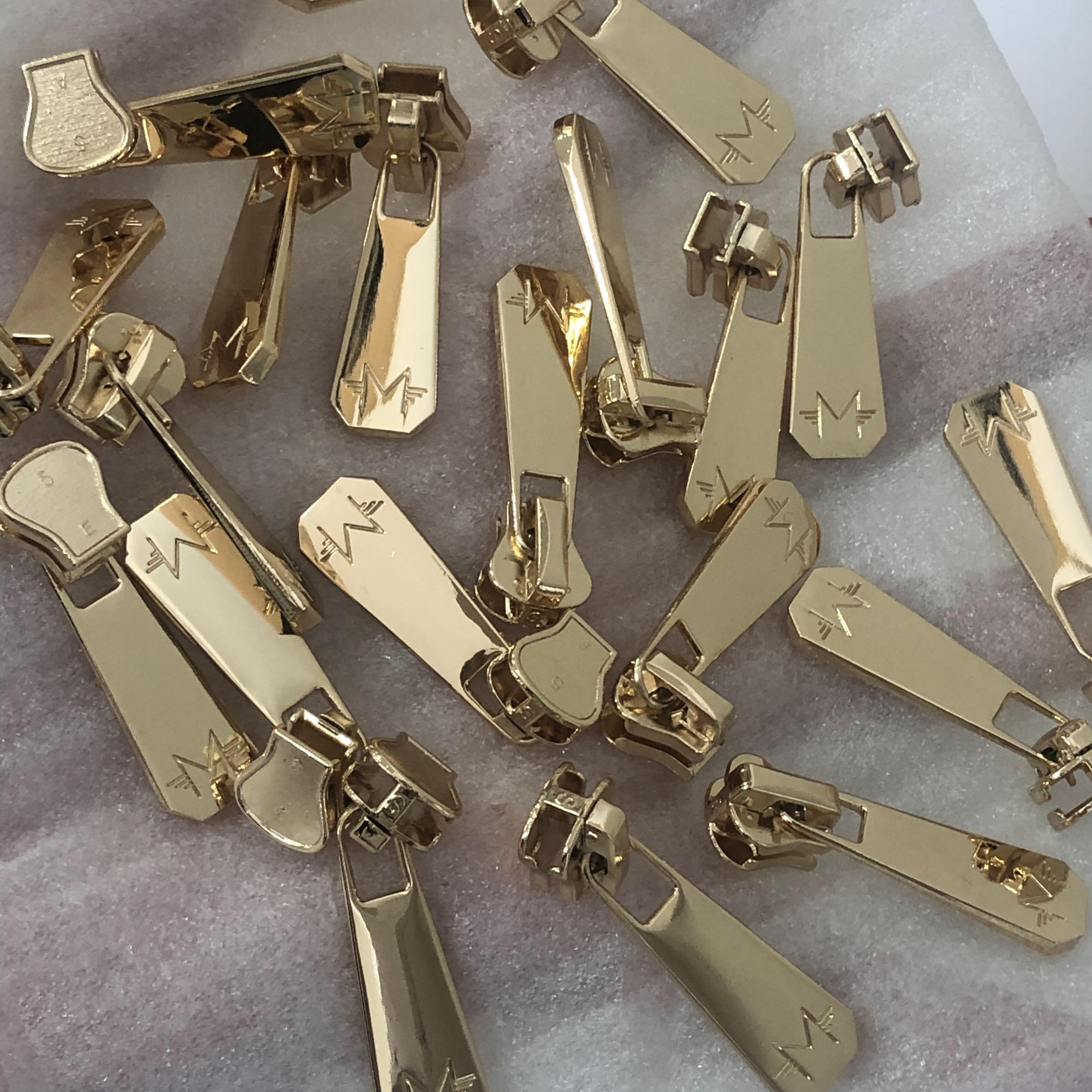 Custom Engraved Logo Metal Brand zipper head , Custom Made Bag Metal Zipper Slider Puller For Handbag Garment