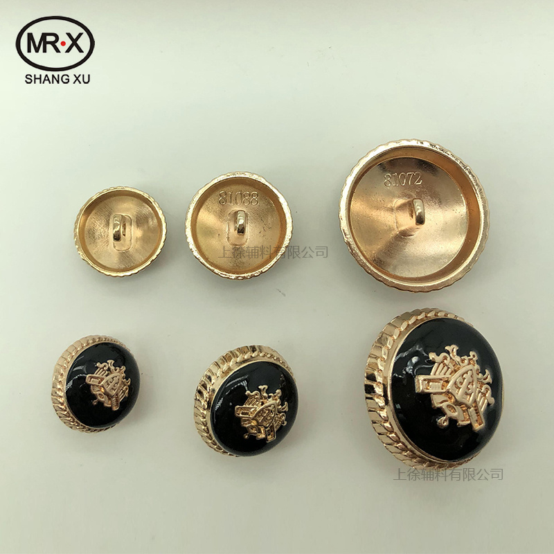 20220Fashion Custom Round Embossed  Vintage blazer metal Coat Golden Buttons