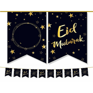 New Arrival EID Mubarak Flag EID Decorations Fabric Hanging Black Wall Hanging Ramadan Banner Ramadan Decorations XJ0426