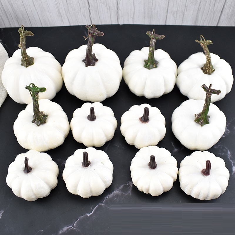 6PCS Artificial White Pumpkins Wholesale Vegetable Fall Autumn Mini Pumpkin Set Halloween Christmas Holiday Decoration X0442