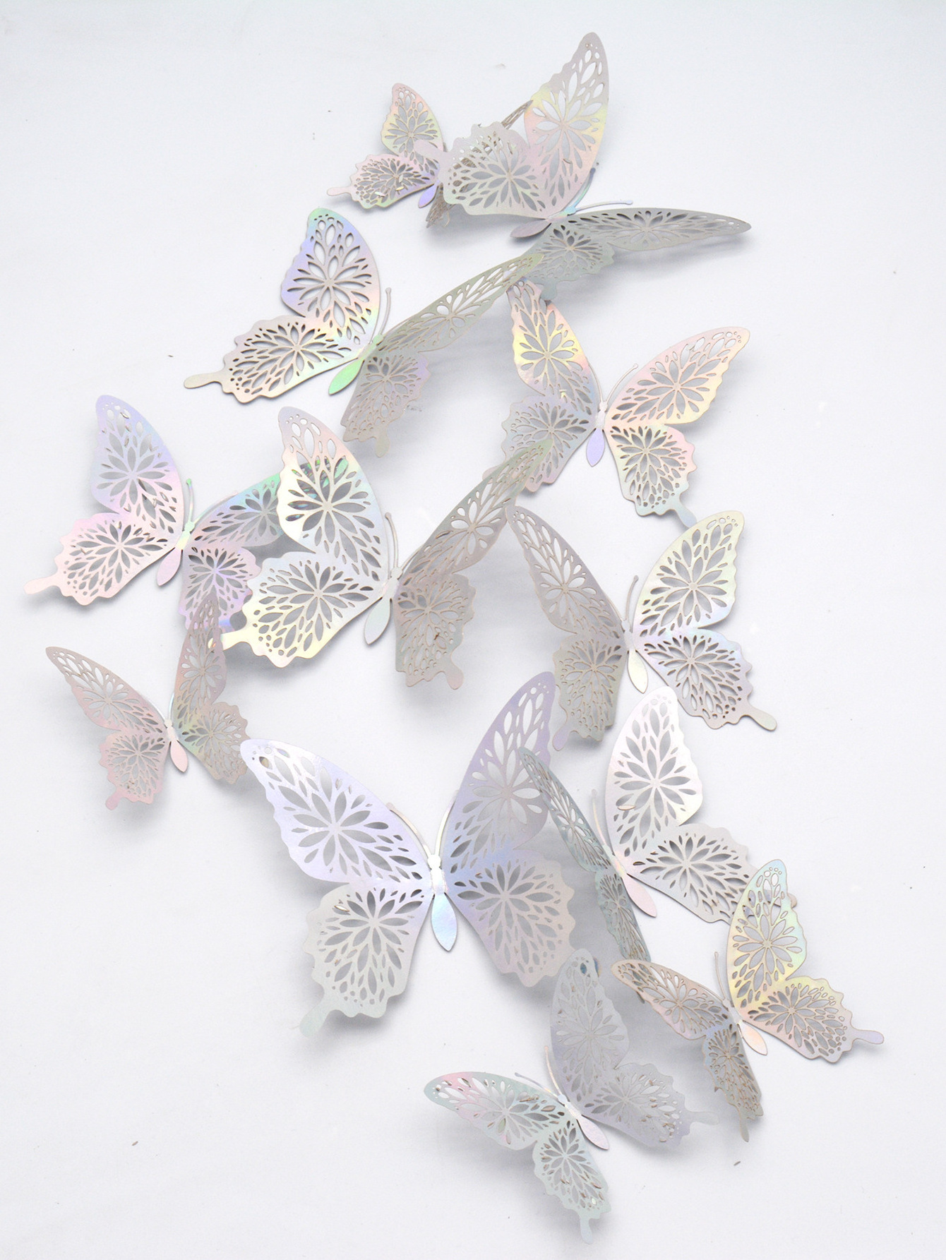 Gold\Silver Butterfly Decals Hollow-Out 3D Butterfly Stickers Glitter Art Murals for Wall or Party Decorations