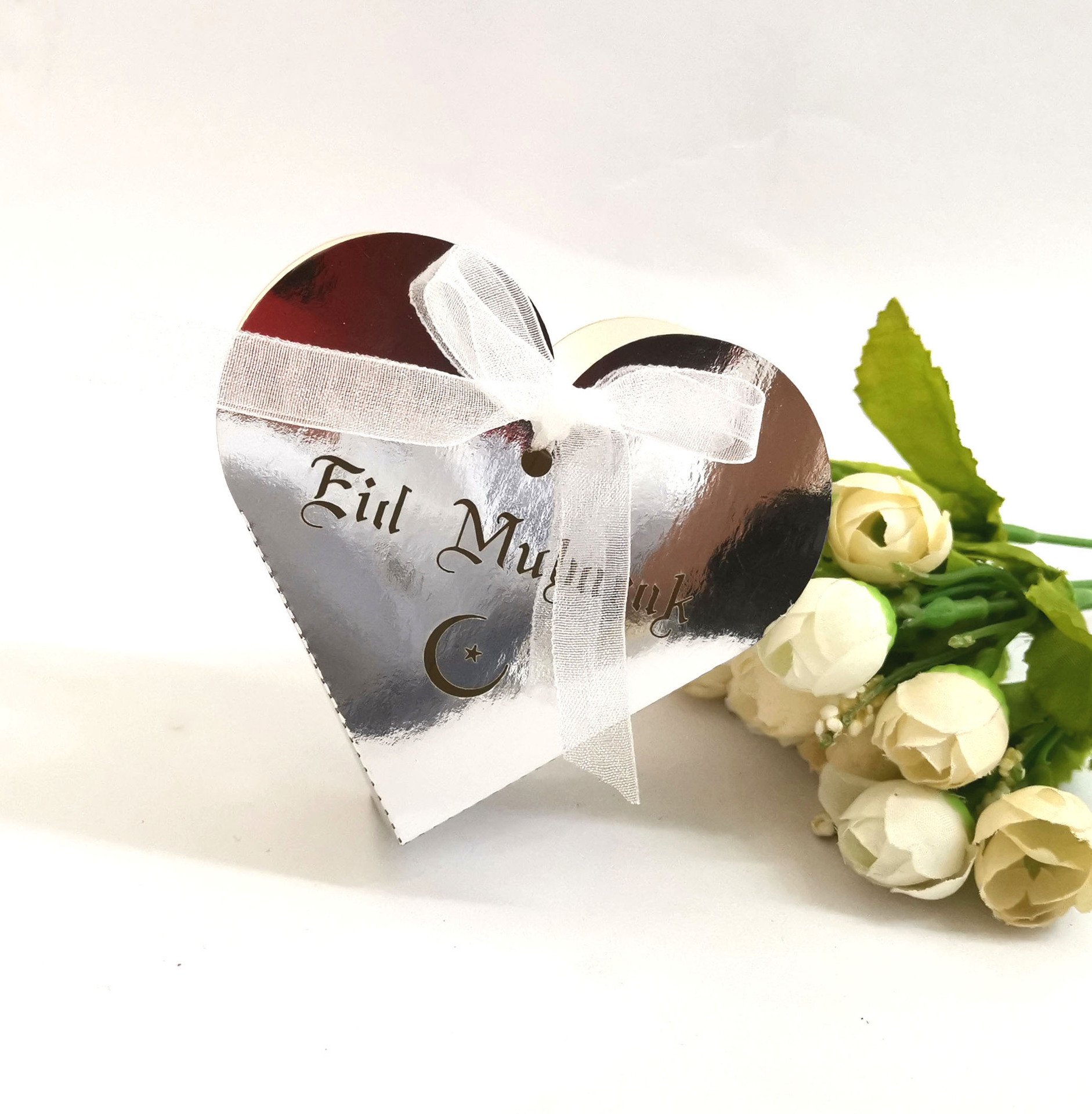 Candy Boxes Eid Mubarak Heart Candy Boxes Muslim Ramadan Festival Candy Containers Favor DIY Paper Gift Boxes HJ0046