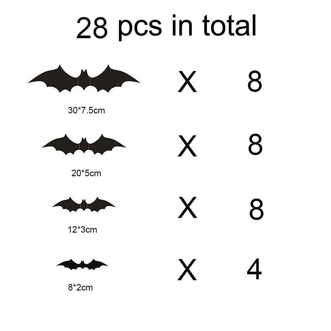 Halloween 3D Bats Wall Decals 12 PCS Halloween Bats Wall Stickers Scary PVC Black Bats Sticker for Home Decor DIY Window Decal