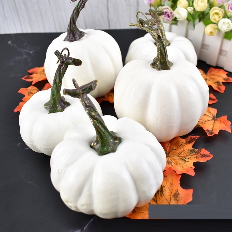 6PCS Artificial White Pumpkins Wholesale Vegetable Fall Autumn Mini Pumpkin Set Halloween Christmas Holiday Decoration X0442