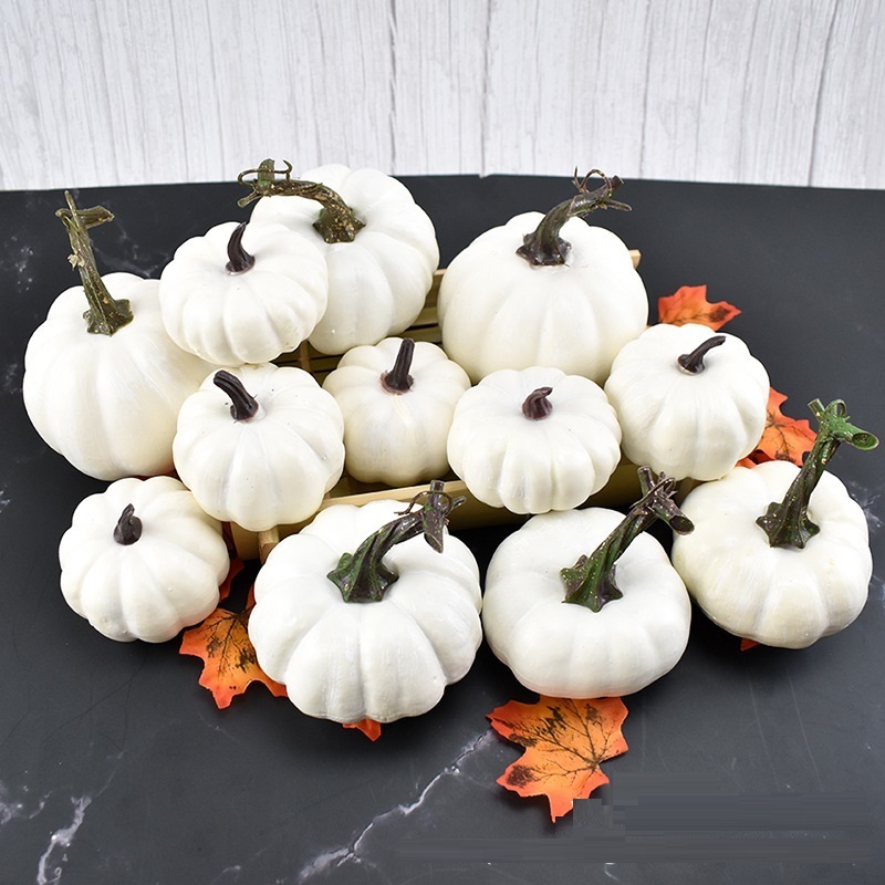 6PCS Artificial White Pumpkins Wholesale Vegetable Fall Autumn Mini Pumpkin Set Halloween Christmas Holiday Decoration X0442