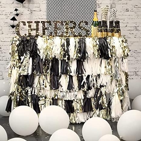 Gold Silver Black White Crepe Paper Streamers 8 Rolls Party Streamers Party Decorations Birthday Streamers  X4282