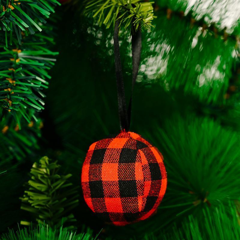 Christmas Tree Ornaments Stocking Decorations Burlap Country Christmas Stocking Ball Tree Bell With Trendy Red  Plaid Tartan