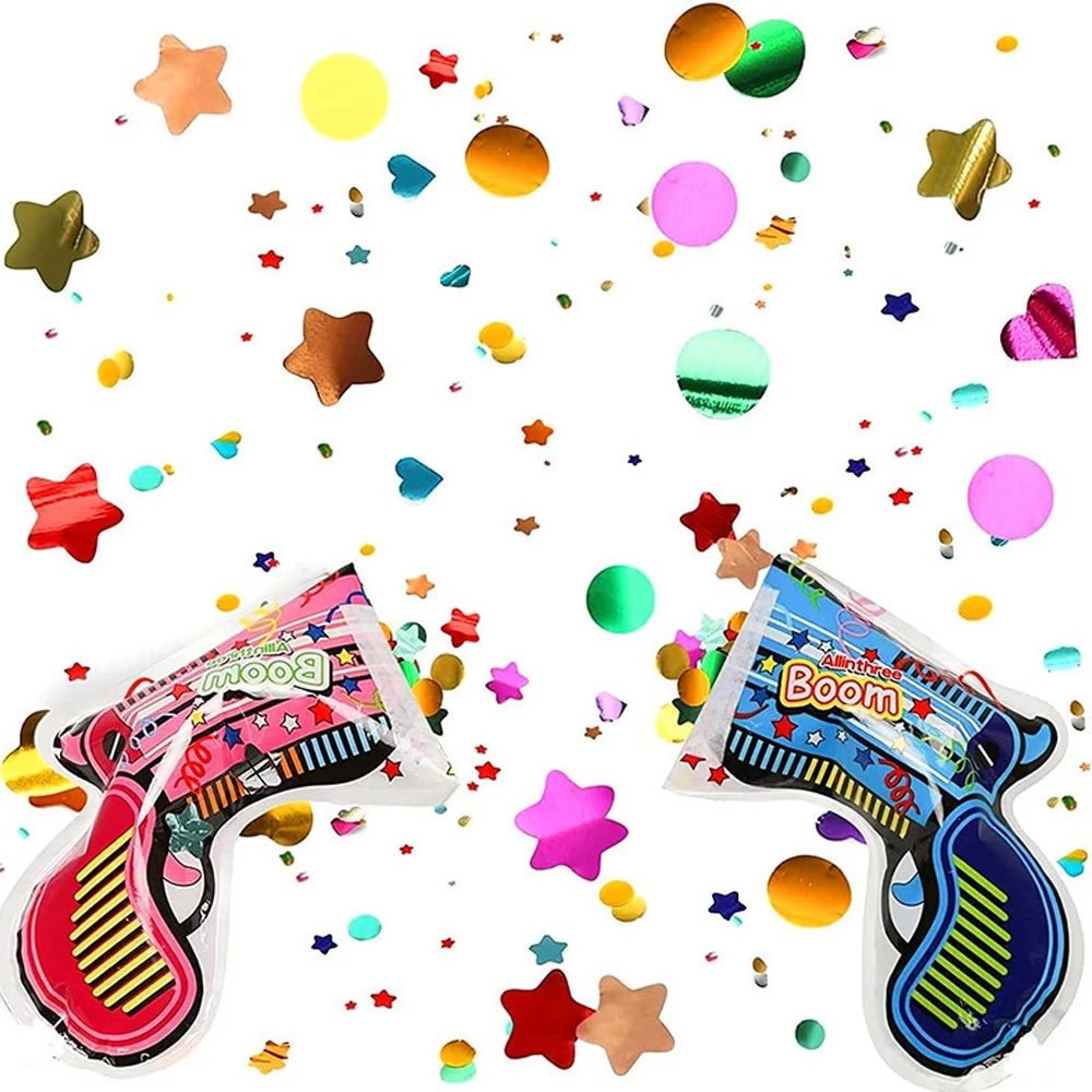 12Pcs Fireworks Gun Party Toy Confetti Popper Holiday Atmosphere Gift Birthday Wedding Pistol Handheld Celebration Spray XBF144