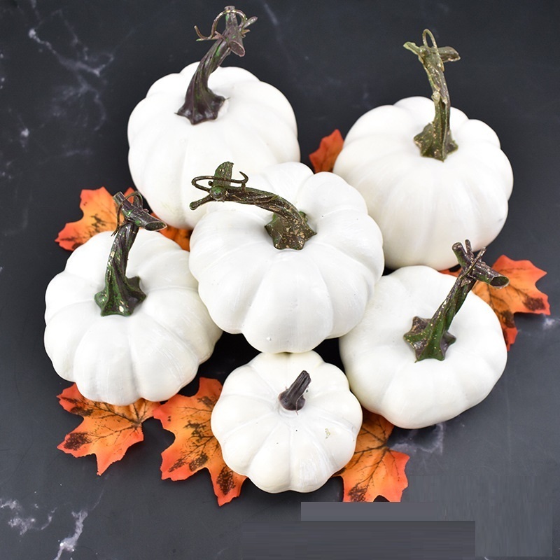 6PCS Artificial White Pumpkins Wholesale Vegetable Fall Autumn Mini Pumpkin Set Halloween Christmas Holiday Decoration X0442