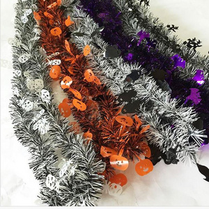 Halloween Atmosphere Decoration Supplies Pumpkin Witch Spider White Ghost Decoration Colorful Pet Rattan Tinsel Garland