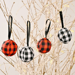 Christmas Tree Ornaments Stocking Decorations Burlap Country Christmas Stocking Ball Tree Bell With Trendy Red  Plaid Tartan