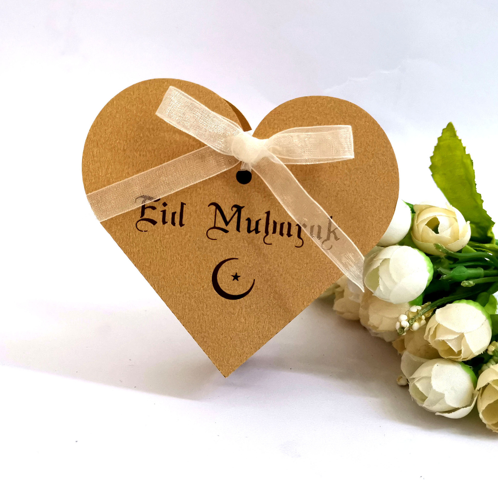 Candy Boxes Eid Mubarak Heart Candy Boxes Muslim Ramadan Festival Candy Containers Favor DIY Paper Gift Boxes HJ0046