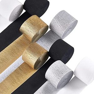 Gold Silver Black White Crepe Paper Streamers 8 Rolls Party Streamers Party Decorations Birthday Streamers  X4282